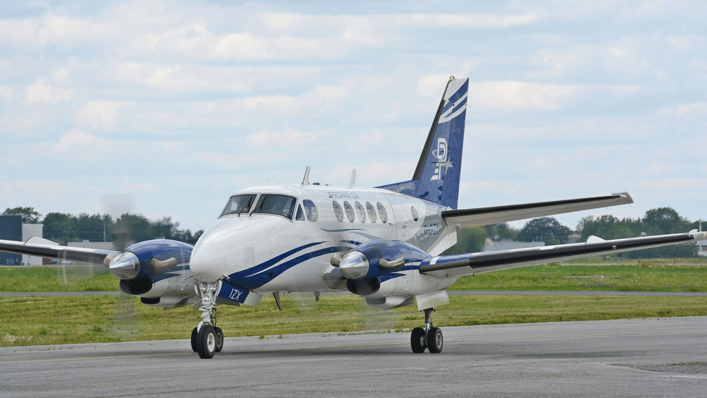 A Propair King Air 100 aircraft on a runway